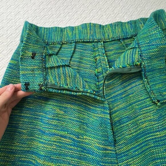 Vintage Handmade M / L Green Turquoise Bleu Long Thick 60s 70s Retro Maxi Skirt - Picture 10 of 15